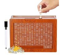 UXONSNUKU Caja de ahorros de madera, caja de ahorro de dinero, caja de ahorros de 10000 ahorros, caja de dinero de madera, caja de ahorro de efectivo, caja de dinero de madera con objetivo de dinero y