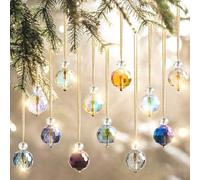 UXORSN 12Pcs Bola de Navidad 22 mm Bolas Colgantes de arboles de Navidad Artilugios Decorativos Colorados Prisma Bola de Cristal Atrapasoles Feng Shui Colgante para Decoración del Hogar Boda Navidad