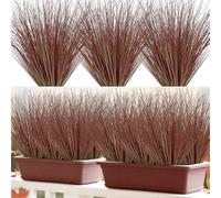 UXORSN 24 Piezas Otoño Plantas Artificiales Exterior 50cm Hierbas Artificial Resistentes a Los Rayos UV Hierba de Trigo Arbustos Otoño Plantas Artificiales Decorativas para Jardín Hogar Veranda, Rojo