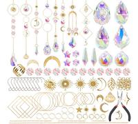 UXORSN Atrapador Soul Crystal 200 Pcs Kit de Fabricación de Atrapasoles Estrellas Sol Luna Carillon de Viento Atrapasueños Colgante de Feng Shui Arco Iris Prisma Bola para Ventana Jardin Fiesta Decor