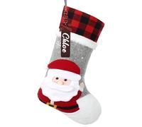 UXORSN Calcetines Navidad Chimenea Personalizados 1 Pieza Calcetin de Navidad con 3D Papá Noel Etiqueta de Nombre Medias de Navideño para Colgar Botas de Dulces de Regalo Decoración Navideña