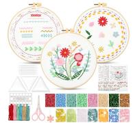 UXORSN Juego de bordado con cuentas para principiantes, adultos, 3 juegos de cuentas Bling Bling Bling para punto de cruz, con instrucciones de video paso a paso, kit de bordado con 19 puntos para