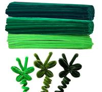 Uxreoib 300 limpiadores de pipas de felpilla, alambre de chenilla, limpiador de pipa, alambre para manualidades, multicolor, 30 cm x 6 mm, para manualidades y decoración, color verde
