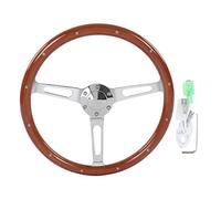 Uxsiya Volante Clásico, Volante Vintage Montaje de 6 Orificios Remachado 3 Radios Diámetro de 380 Mm para Modificación de Automóvil(marrón)