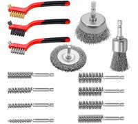 Uxsjakjsd 14 Ruedas de Alambre para Taladro de 1/4 Pulgada con Vástago Hexagonal, Cerdas de Latón/Acero Inoxidable para Fregar y Limpiar Óxido, Suciedad y Pintura.