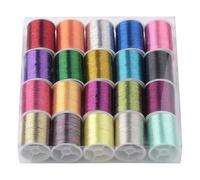 Uxsjakjsd 20 Rollos de 1100 M, 0,1 mm, Hilo Metálico Fino, Brillante, con Purpurina Navideña, Hilo de Bordar, Cordón de Poliéster para Oropel B