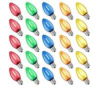 Uxsjakjsd 25 Bombillas LED de Plástico de Colores para Decoración de Fiestas, Irrompibles, Multicolores, Minibombillas para Velas, para Techos de Jardín y Fiestas.