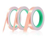Uxsjakjsd 3 Rollos de Cinta de Cobre Autoadhesiva de 6/10/20 mm X 20 M, Cinta de Lámina de Cobre, Blindaje Electromagnético, Protección Caracoles, Reparación Eléctrica, Soldadura y Manualidades