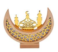 Uxsjakjsd Adornos de Luz LED de Luna, Decoraciones para el Hogar, Artesanías de Madera, Estilo de Oriente Medio, Escritorio para Fiestas, Color Madera