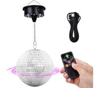 Uxsjakjsd Bola de Discoteca Giratoria de 6 Pulgadas con Motor, Velocidad Ajustable de 6 A 12 RPM, Luz de Discoteca para DJ, Bodas, Fiestas, Cumpleaños y Navidad.