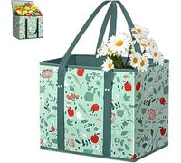 Uxsjakjsd Bolsas de Supermercado Reutilizables, Bolsa de Picnic Plegable No Tejida de Gran Capacidad, Base Reforzada con Asas A