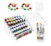 Uxsjakjsd Caja de Almacenamiento Pintura Transparente de 2 Unidades con Soporte para Pinceles y Mezclas, Estante Almacenamiento Pintura Artesanal 7, Suministros para Artistas.