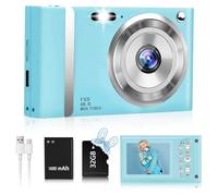 Uxsjakjsd Cámara Digital 1080P de 48 MP con Pantalla de 2.4 Pulgadas, Zoom de 16x, Compacta y Recargable, con Múltiples Funciones para Niños y Principiantes en Fotografía y Selfies (Azul).