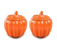 Uxsjakjsd Ceramic Small Halloween Pumpkin Canister Container, For Festival Party Fall Table Decor with Lid, Candy Bowl