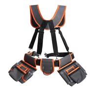 Uxsjakjsd Cinturón de Herramientas Resistente, Ajustable en la Cintura con Tirantes, 19 Bolsillos para Electricistas y Fontaneros.