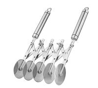 Uxsjakjsd Cortador de Masa de 5 Ruedas, Rueda Cortadora de Masa de Acero Inoxidable con, Cortador de Pizza de Doble Ranura para Ravioles, Pasta y Fideos.
