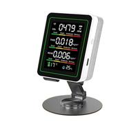 Uxsjakjsd Detector de Calidad del Aire 5 en 1 con Soporte, USB Tipo C, Multifuncional, Pantalla Automática, Portátil, CO2, HCHO y TVOC, Color