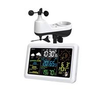 Uxsjakjsd Estación Meteorológica con Pantalla LCD de 7,5 Pulgadas y Sensor Exterior, Termómetro para Interiores y Exteriores, Velocidad y Dirección del Viento, Fase Lunar (UE)
