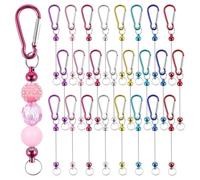 Uxsjakjsd Kit de 24 Barras para Llaveros con Cuentas y Mosquetones, Surtido de 8 Colores Vibrantes para Hacer Joyas y Manualidades.