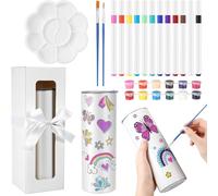 Uxsjakjsd Kit de Decoración de Vasos Pintados Personalizados, Vasos de Sublimación de 20 Oz, Vaso Térmico de Acero Inoxidable con Tapa.