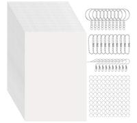 Uxsjakjsd Kit de Láminas de Plástico Retráctil (155 Piezas), 25 Piezas de Papel de Arte Retráctil y 130 Piezas de Accesorios para Manualidades y Fabricación de Llaveros.