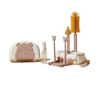 Uxsjakjsd Kit de Limpieza de Biberones con Rejilla de Secado, Cepillos de Silicona, Limpiador de Pajitas y Tetinas, Caja de Almacenamiento