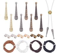 Uxsjakjsd Kit para Hacer Corbatas de Bolo, Puntas de Repuesto, Tapas de Extremo, Hebillas Rectangulares, Accesorios para Hacer Corbatas de Bolo