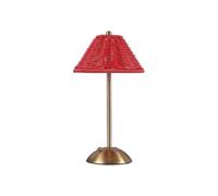 Uxsjakjsd Lámpara de Escritorio LED Recargable de Ratán con 3 Colores Cambiantes, Estilo del Sudeste Asiático, Color Rojo