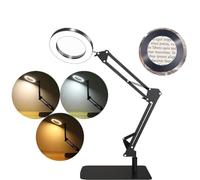 Uxsjakjsd Lupa 8X con Luz, Lámpara de Mesa con Soporte y Abrazadera, Lámpara de Escritorio LED 2 en 1 con Lupa, 3 Modos de Color.