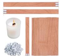 Uxsjakjsd Mechas de Madera Espesa para Velas DIY, 120 Piezas con Base de Metal, Mechas de Madera Natural, Fáciles de Quemar para Hacer Velas.