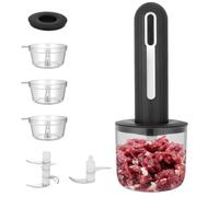 Uxsjakjsd Mini Picadora de Carne Eléctrica, Recargable por USB, con 4 Tazas y 2 Rebanadoras.