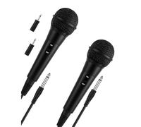 Uxsjakjsd Paquete de 2 Micrófonos con Cable para Cantar. Micrófonos Cardioides Dinámicos con Adaptador de 1/4 de Pulgada A 3,5 mm para Sistemas de Megafonía y Oratoria.