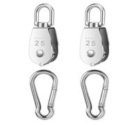 Uxsjakjsd Poleas de Acero Inoxidable 304 M25 Plateadas con Cable de Alambre para Colgar y Rueda de Remolque con 2 de Resorte.