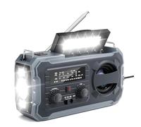 Uxsjakjsd Radio Meteorológica de Emergencia, 8000 MAh, Solar y de Manivela, con Am/FM/NOAA, Alarma SOS y Cargador de Teléfono, para Exteriores y Hogar.