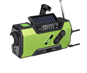 Uxsjakjsd Radio Meteorológica de Emergencia con Manivela, Portátil, Carga Solar, Linterna LED Am/FM/, Alerta SOS de 2000 MAh