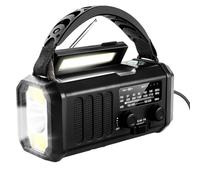 Uxsjakjsd Radio Meteorológica de Emergencia FM/Am/de 20000 MAh, Radio de Manivela, Linterna, Energía Solar para Acampar Al Aire Libre, Color Negro.