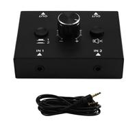 Uxsjakjsd Selector de Audio con Conector Jack de 3,5 mm. 2 Entradas y 1 Salida. Divisor de Audio Auxiliar Estéreo Analógico.