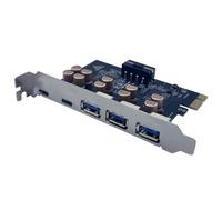 Uxsjakjsd Tarjeta de Expansión PCI-e 1X USB, 3 Puertos USB-A + 2 Puertos USB-C, Adaptador PCIE A USB3.2 Gen1 de 5 Gbps, Concentrador PCI-e A USB 3.2 Tipo C