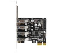 Uxsjakjsd Tarjeta de Expansión PCIe USB 3.0 A Concentrador USB 3.0 de 4 Puertos + Adaptador de Corriente de 15 Pines, 5 Gbps, PCI Express para Gabinetes de Escritorio 2U/4U.