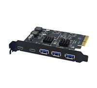 Uxsjakjsd Tarjeta de Expansión PCIE USB3.2 GEN2 de 10 Gbps. Controlador Adaptador PCIE 4 X A 2 Puertos Tipo C + 3 Puertos USB-A. Tarjeta Elevadora PCI-e 4X.