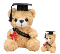 UxuoQxa Regalo para exámenes, regalo de graduación de licenciatura, regalo de graduación, oso de peluche para graduación, apoyo emocional en exámenes, 23 cm, oso de peluche marrón claro