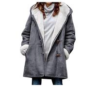 Uxxnjfg Abrigo Mujer Invierno con Capucha Parka Chaqueta Polar Rebajas Cremallera Ropa Otoño 2024 Navidad Regalos Sudaderas Jacket (Gris, XL)