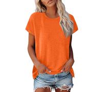 uxxnjfg Camisetas Manga Corta Mujer Basica Elegantes Rebajas Algodón Tshirt Blusas Cuello Redondo Blusas Mujer Tallas Grandes Top Ofertas Flash del Dia Azafrán M