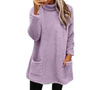 uxxnjfg Cazadora Mujer Invierno Talla Grandes Entretiempo - Chaqueta Mujer Invierno Forro Polar Abrigos sin Capucha Elegante Cremallera Sudadera Parka Termica 2025 Ropa(Púrpura Ligera,L)