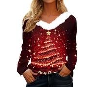 uxxnjfg Ropa Mujer Rebajas, Jersey Mujer Invierno Navideño Fiesta Ugly Christmas Sweater Tallas Grandes Lana Nieve Camiseta Sweater Festival Outfit Regalos para Mujer L