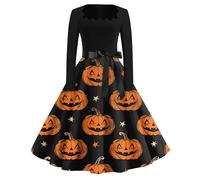 Uxxnjfg Vestido Halloween Mujer Calabaza Vampiro Elegante Talla Grande Carnaval Disfraz Princesa Terror - Mis Pedidos Realizados (Negro, 3XL)