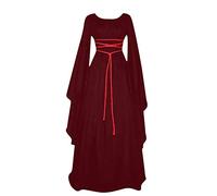 Uxxnjfg Vestido Medieval Mujer Talla Grande Halloween Disfraz Pirata Vampiresa Invierno Vampiro Sexy Witch Carnaval Adulto - Ofertas Flash del Dia (Vino,L)
