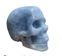 UYCUODLUY 1 Pieza de 1-1,3 kg Cristal Cuarzo calcita Azul Grabado con Calavera Pulida a Mano