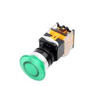 UYCUODLUY 22mm LA38 Round Power Button Switch, 1NO/1NC instantaneous Button Switch with Light, 220V LED Indicator(Green-01,Self Lock)