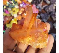 UYCUODLUY 90g Orange Aura Quartz Crystal vug Titanium Bismuth Silicon Cluster Rainbow Ornaments